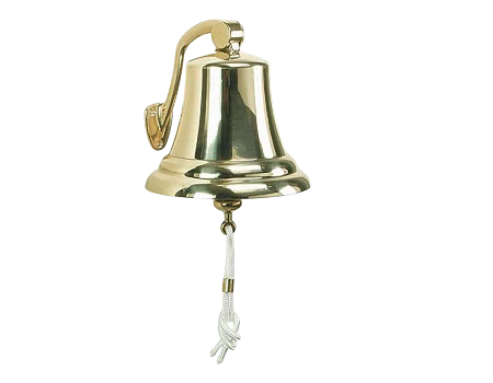 Campana latón pulido con soporte 100 mm.