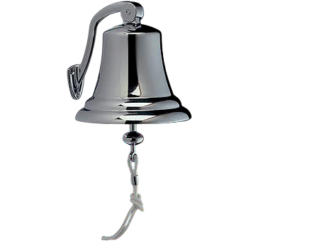 Campana latón cromado con soporte 100 mm.