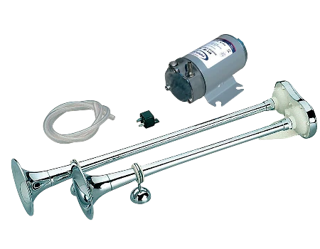 Bocina doble electroneumática de latón cromado  12 v