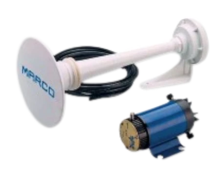 Bocina electroneumática barnizada blanca 12 v para eslora 12 a 20 m
